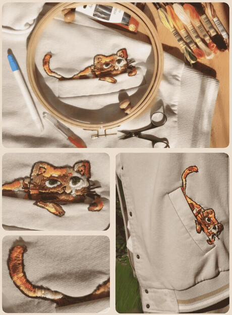 Miaou Zine Jacket Pocket Embroidery